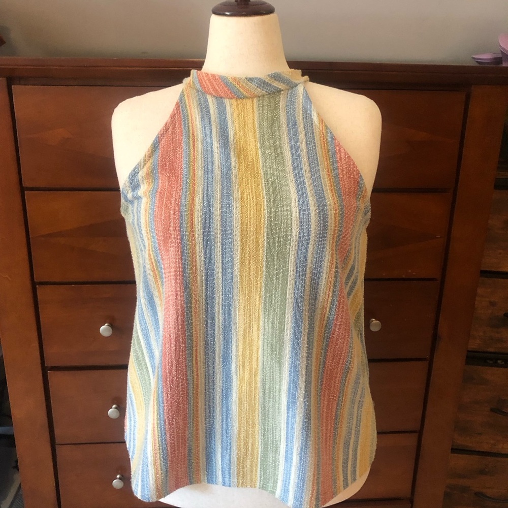 W5 Multicolor Striped Halter Tank Top